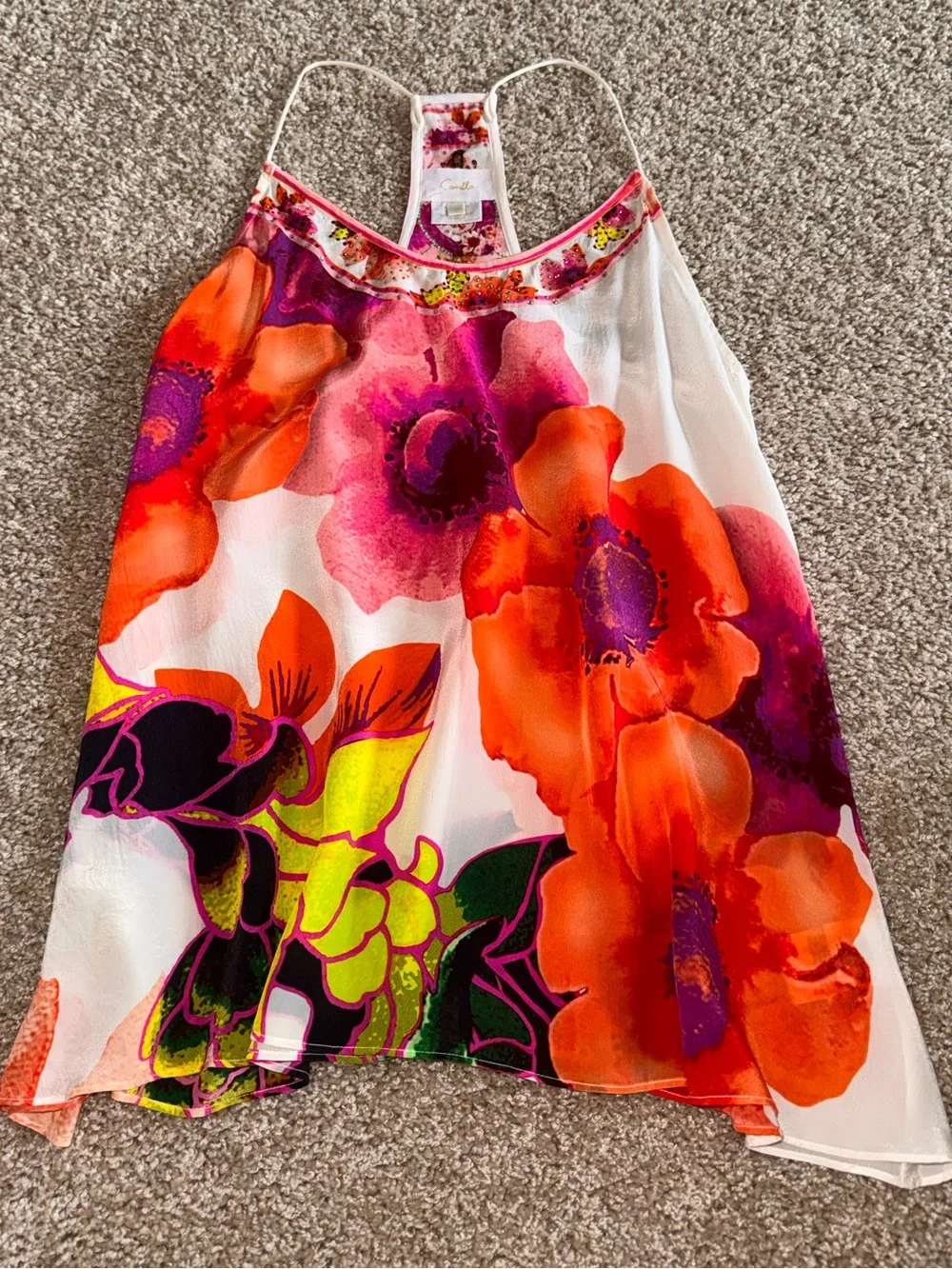 Camilla Floral Silk Linen 2 Piece Top Shorts Set Size Small